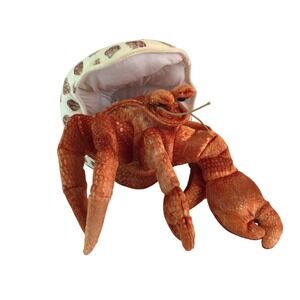 Folkmanis Hermit Crab Hand Puppet Orange Spotted Conch Shell 13" Plush Toy